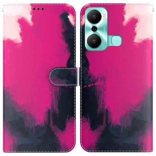 For Infinix Hot 20 Play Watercolor Pattern Flip Leather Phone Case(Berry Color)