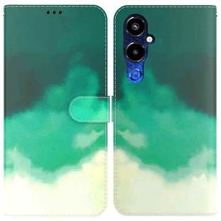 For Tecno Pova 4 Pro Watercolor Pattern Flip Leather Phone Case(Cyan Green)