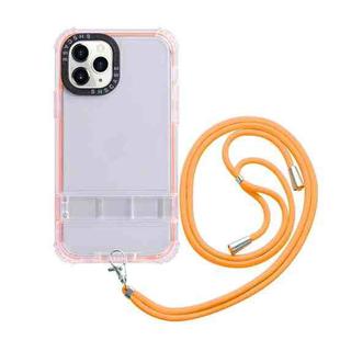 For iPhone 14 2 in 1 360 Invisible Holder Cross-body Rope Phone Case(Orange)
