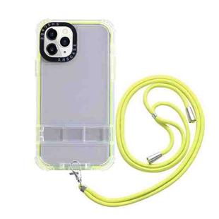 For iPhone 14 Pro Max 2 in 1 360 Invisible Holder Cross-body Rope Phone Case(Yellow)