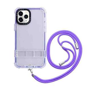 For iPhone 12 Pro Max 2 in 1 360 Invisible Holder Cross-body Rope Phone Case(Purple)