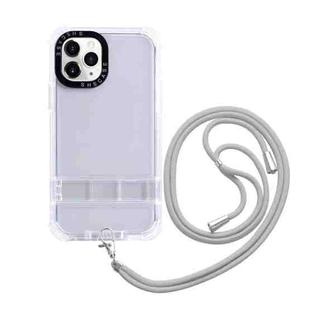 For iPhone 15 Pro 2 in 1 360 Invisible Holder Cross-body Rope Phone Case(White)