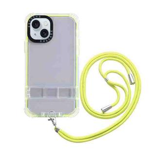 For iPhone 15 2 in 1 360 Invisible Holder Cross-body Rope Phone Case(Yellow)