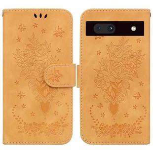 For Google Pixel 7a Butterfly Rose Embossed Leather Phone Case(Yellow)