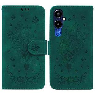 For Tecno Pova 4 Pro Butterfly Rose Embossed Leather Phone Case(Green)