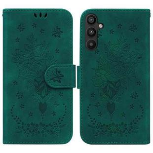 For Samsung Galaxy A34 5G Butterfly Rose Embossed Leather Phone Case(Green)