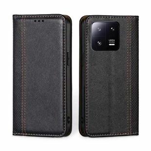 For Xiaomi 13 Pro Grid Texture Magnetic Flip Leather Phone Case(Black)