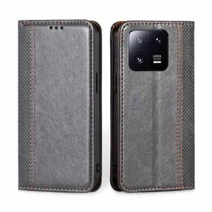 For Xiaomi 13 Pro Grid Texture Magnetic Flip Leather Phone Case(Grey)