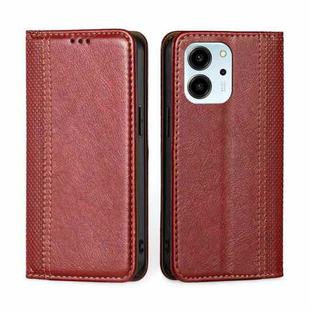 For Honor 80 SE Grid Texture Magnetic Flip Leather Phone Case(Red)
