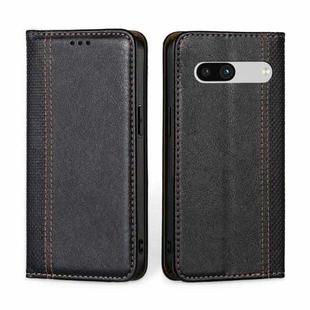 For Google Pixel 7a Grid Texture Magnetic Flip Leather Phone Case(Black)