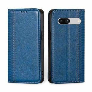 For Google Pixel 7a Grid Texture Magnetic Flip Leather Phone Case(Blue)