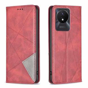For vivo Y02 4G Prismatic Invisible Magnetic Leather Phone Case(Red)