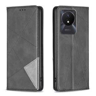 For vivo Y02 4G Prismatic Invisible Magnetic Leather Phone Case(Black)