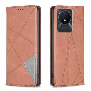 For vivo Y02 4G Prismatic Invisible Magnetic Leather Phone Case(Brown)