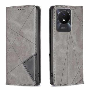 For vivo Y02 4G Prismatic Invisible Magnetic Leather Phone Case(Grey)