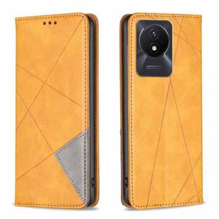 For vivo Y02 4G Prismatic Invisible Magnetic Leather Phone Case(Yellow)