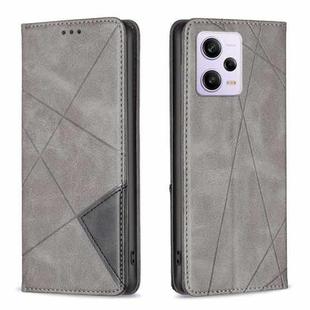 For Xiaomi Redmi Note 12 Pro+ Global Prismatic Invisible Magnetic Leather Phone Case(Grey)