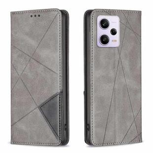 For Xiaomi Redmi Note 12 Pro 5G Global Prismatic Invisible Magnetic Leather Phone Case(Grey)