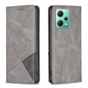 For Xiaomi Redmi Note 12 Global Prismatic Invisible Magnetic Leather Phone Case(Grey)