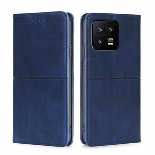 For Xiaomi 13 Cow Texture Magnetic Horizontal Flip Leather Phone Case(Blue)