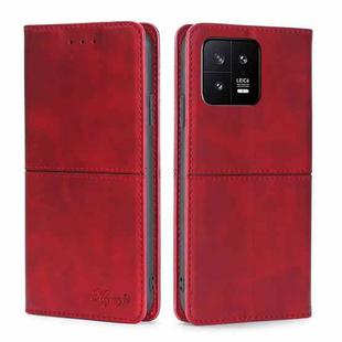 For Xiaomi 13 Cow Texture Magnetic Horizontal Flip Leather Phone Case(Red)