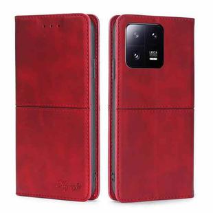 For Xiaomi 13 Pro Cow Texture Magnetic Horizontal Flip Leather Phone Case(Red)