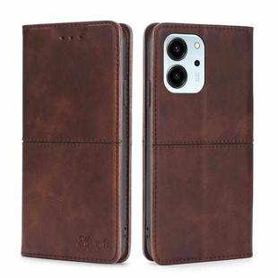 For Honor 80 SE Cow Texture Magnetic Horizontal Flip Leather Phone Case(Dark Brown)