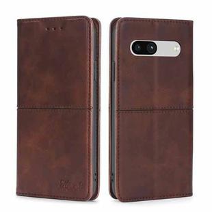 For Google Pixel 7a Cow Texture Magnetic Horizontal Flip Leather Phone Case(Dark Brown)