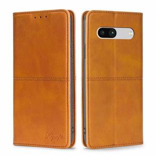 For Google Pixel 7a Cow Texture Magnetic Horizontal Flip Leather Phone Case(Light Brown)