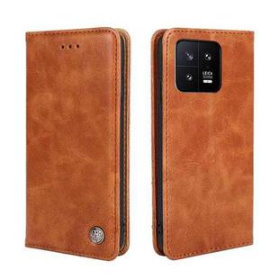 For Xiaomi 13 Non-Magnetic Retro Texture Flip Leather Phone Case(Brown)
