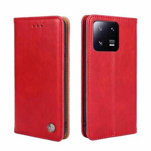For Xiaomi 13 Pro Non-Magnetic Retro Texture Flip Leather Phone Case(Red)