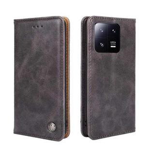 For Xiaomi 13 Pro Non-Magnetic Retro Texture Flip Leather Phone Case(Grey)