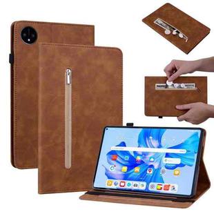 For Huawei MatePad Pro 11 2022 Skin Feel Solid Color Zipper Leather Tablet Case(Brown)
