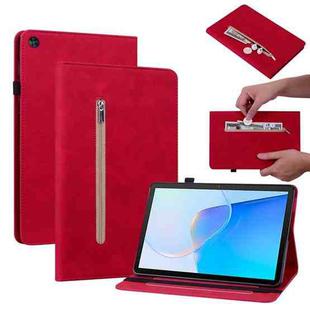 For Huawei MatePad SE Skin Feel Solid Color Zipper Leather Tablet Case(Red)