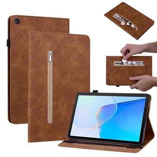 For Huawei MatePad SE Skin Feel Solid Color Zipper Leather Tablet Case(Brown)