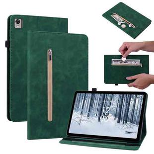 For Nokia T21 Skin Feel Solid Color Zipper Leather Tablet Case(Green)