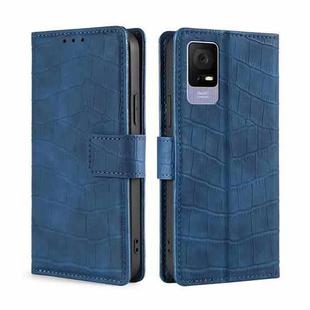 For TCL 405 / 406 / 408 Skin Feel Crocodile Magnetic Clasp Leather Phone Case(Blue)