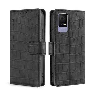 For TCL 405 / 406 / 408 Skin Feel Crocodile Magnetic Clasp Leather Phone Case(Black)