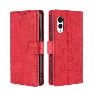 For Fujitsu Arrows N F-51C Skin Feel Crocodile Magnetic Clasp Leather Phone Case(Red)