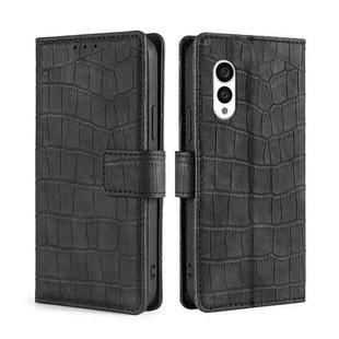 For Fujitsu Arrows N F-51C Skin Feel Crocodile Magnetic Clasp Leather Phone Case(Black)