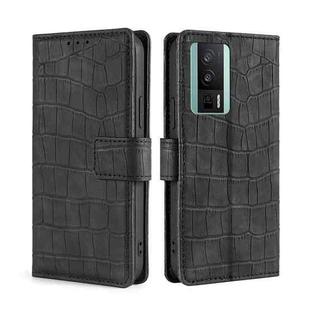 For Xiaomi Redmi K60 / K60 Pro Skin Feel Crocodile Magnetic Clasp Leather Phone Case(Black)