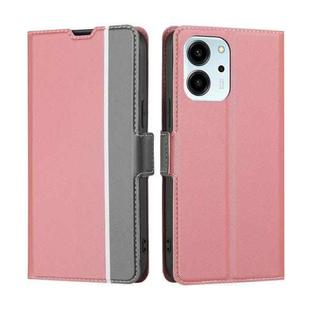 For Honor 80 SE Twill Texture Side Button Leather Phone Case(Pink)