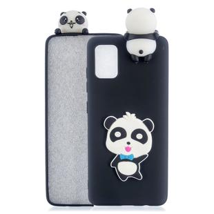 For Galaxy A41 Shockproof 3D Lying Cartoon TPU Protective Case(Panda with Blue Bow)