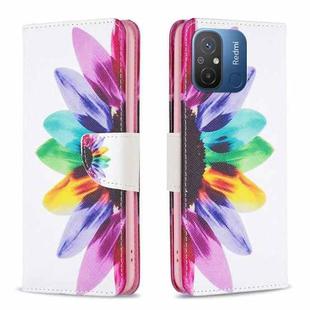 For Xiaomi Redmi 12C Drawing Pattern Leather Phone Case(Sun Flower)