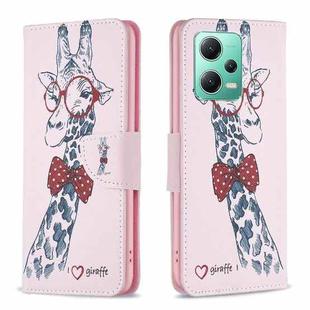 For Xiaomi Redmi Note 12 Global Drawing Pattern Leather Phone Case(Deer)