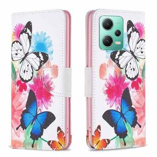 For Xiaomi Redmi Note 12 Global Drawing Pattern Leather Phone Case(Butterflies)