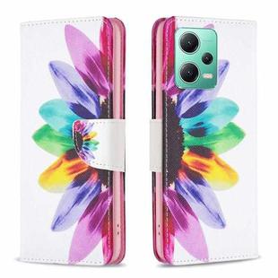 For Xiaomi Redmi Note 12 Global Drawing Pattern Leather Phone Case(Sun Flower)