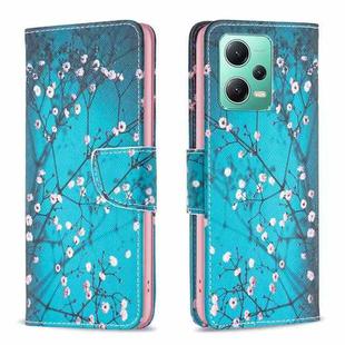 For Xiaomi Redmi Note 12 Global Drawing Pattern Leather Phone Case(Plum Blossom)