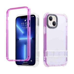 For iPhone 14 Plus 2 in 1 360 Invisible Holder Phone Case(Rose Red)