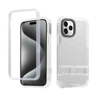 For iPhone 15 Pro Max 2 in 1 360 Invisible Holder Phone Case(White)